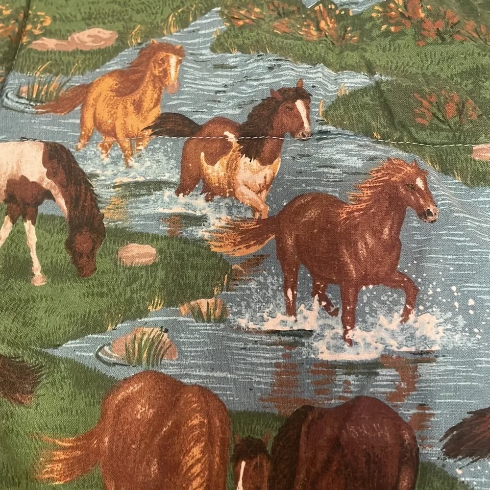 comforter & matching pillow bedding set horses girls or boys blue